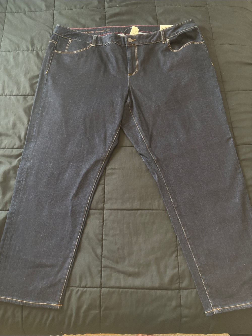 Talbots W-Signature Women’s Dark Navy Relaxed Stretch Jeans Slim ankle NWT 24W